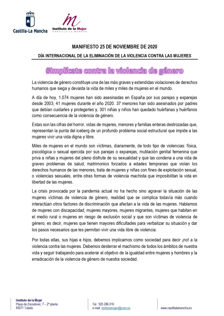 #25N. Manifiesto contra la violencia de género en Consuegra ...