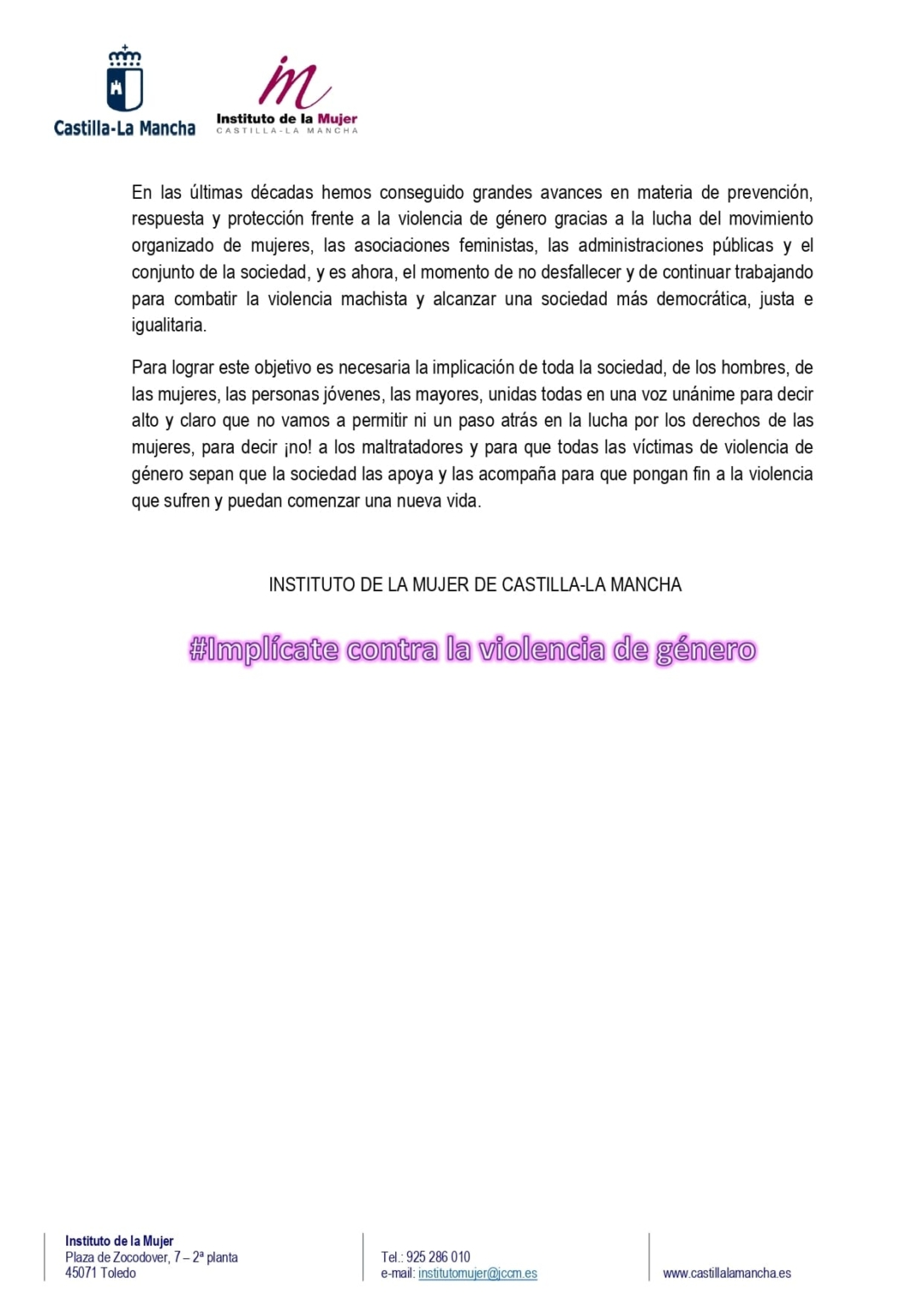 #25N. Manifiesto contra la violencia de género en Consuegra ...
