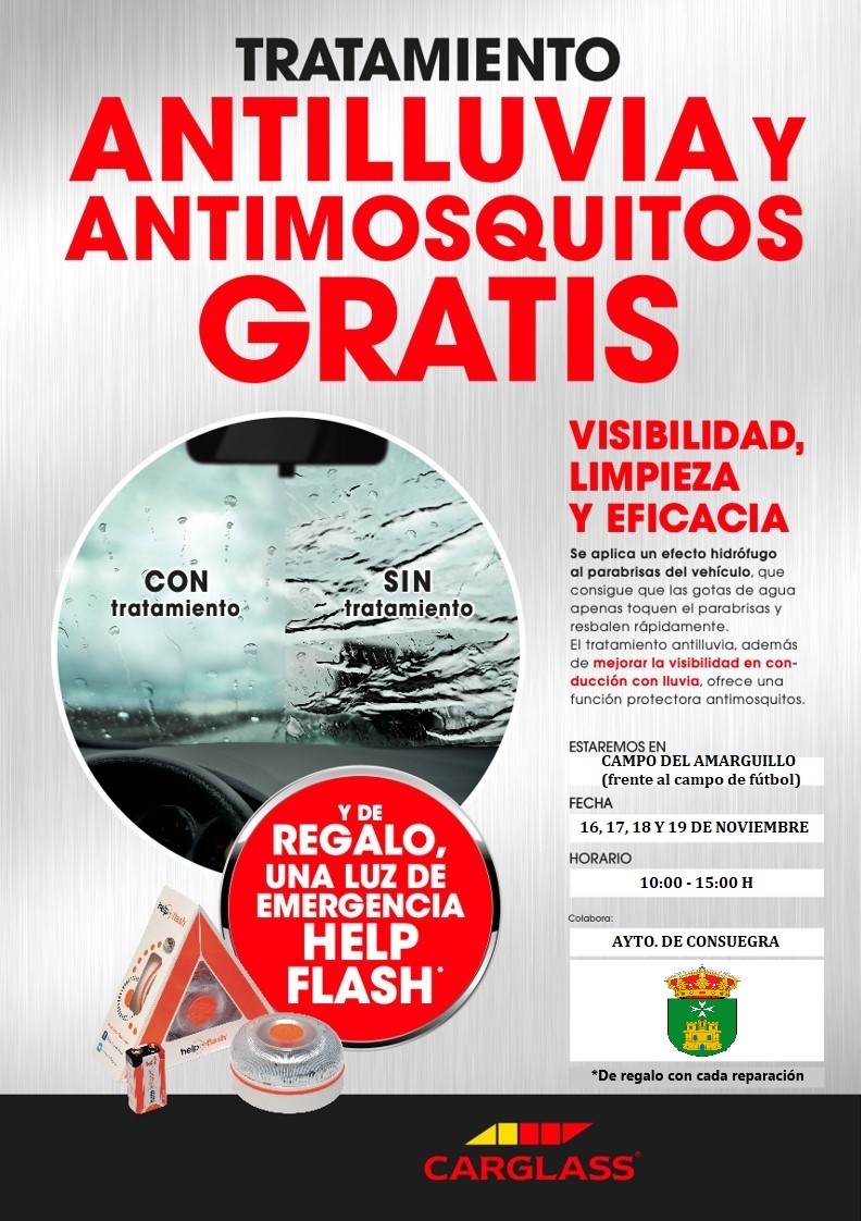 Tratamiento antilluvia y antimosquitos gratuito de tu vehículo