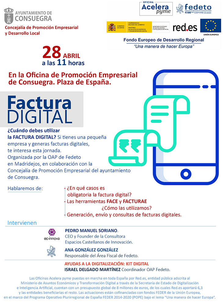 Educación escolar Fácil de suceder Refinamiento Curso FEDETO en Consuegra "La factura digital" - Ayuntamiento de Consuegra